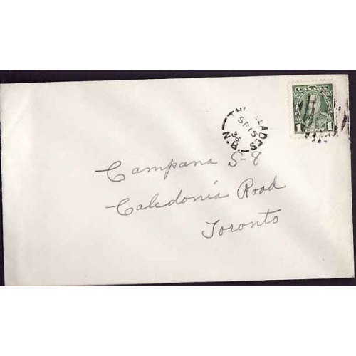 Canada-cover #10296 - 1c KGV pictorial - The Glades, NB  - Sp 15 1936 -