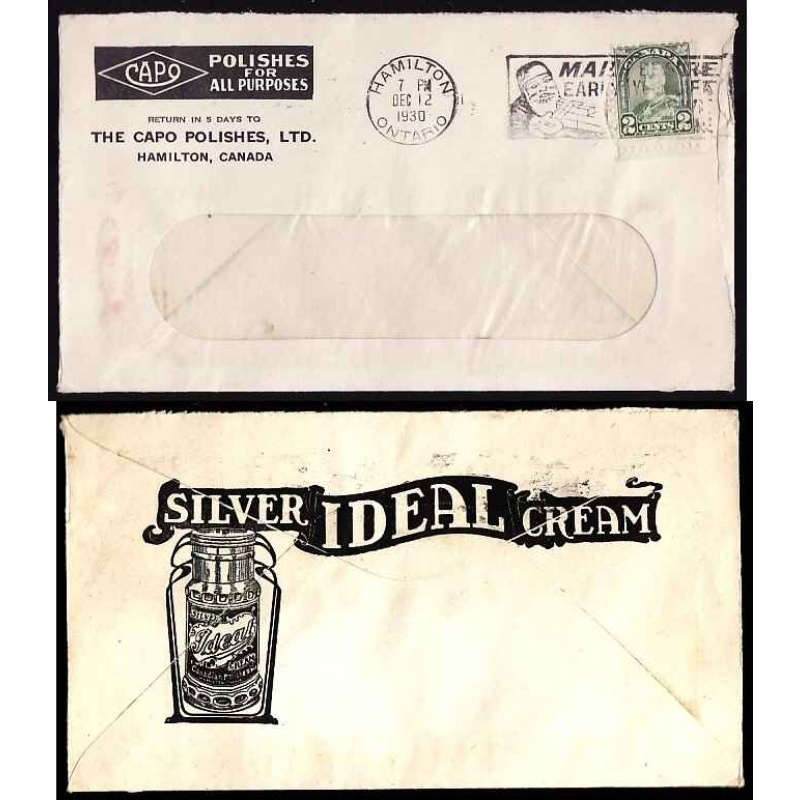 Canada-#11534 - 2c KGV arch[ Die I ] on Illustrated advertising cover,[ front and b