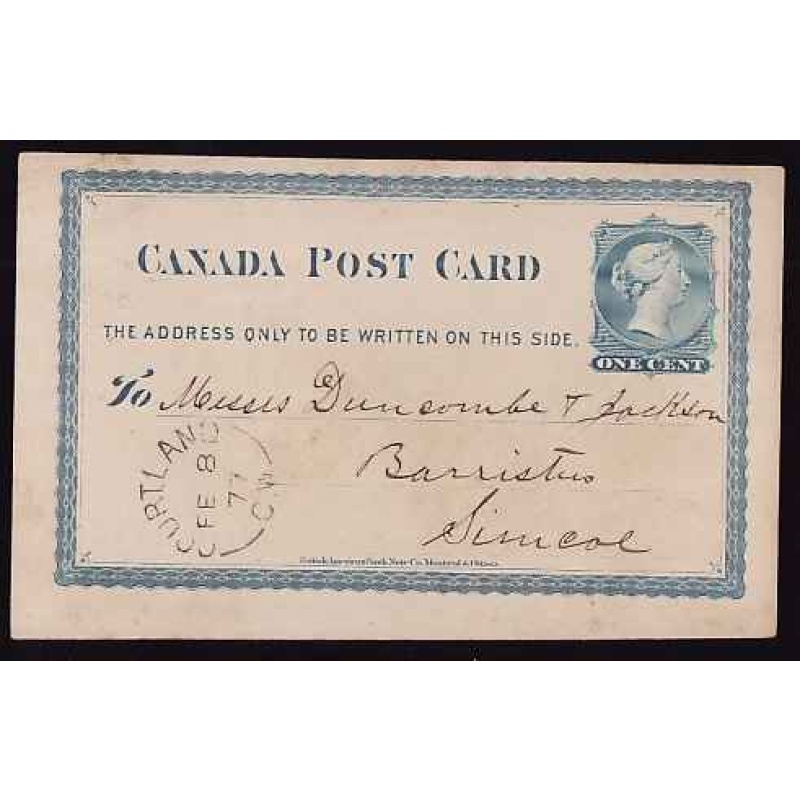 Canada-#11549 - 1c QV postal stationery - Norfolk County - Courtland, Ont singl