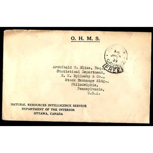Canada-#11576 - Stampless Ottawa Canada Free franking on O.H.M.S. Natural Re