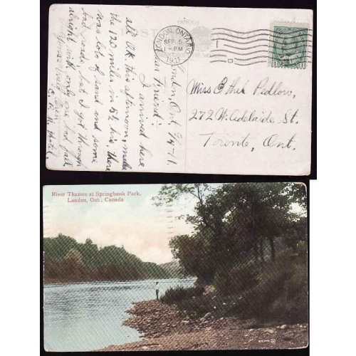 Canada-#11573 - 1c Edward on p/c- Middlesex County - London, Ont - Sep 5 1911