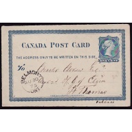 Canada- #11840 - 1c QV postal stationery - Elgin County - Belmont, Ont single br
