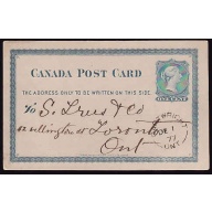 Canada-#11831 - 1c QV postal stationery - Durham County - Cartwright, Ont sin