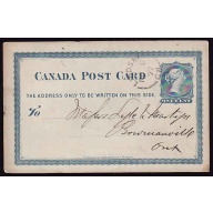 Canada-#11834 - 1c QV postal stationery - Victoria County - Lindsay, CW single br