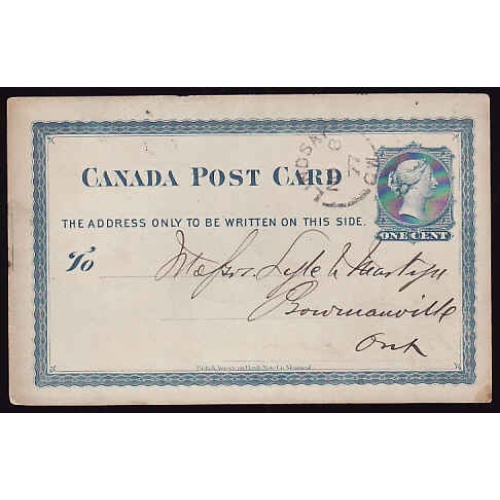 Canada-#11834 - 1c QV postal stationery - Victoria County - Lindsay, CW single br
