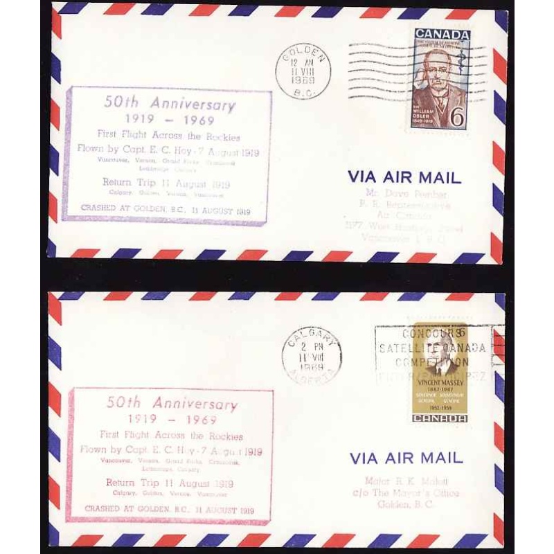 Canada-#11923 - Two 50th Anniversary covers commemorating "First Flight Across