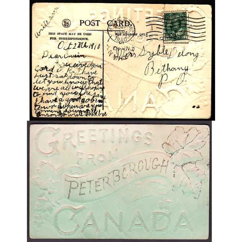 Canada-#12392 - 1c Edward on postcard - Durham county - Bethany, Ont single br