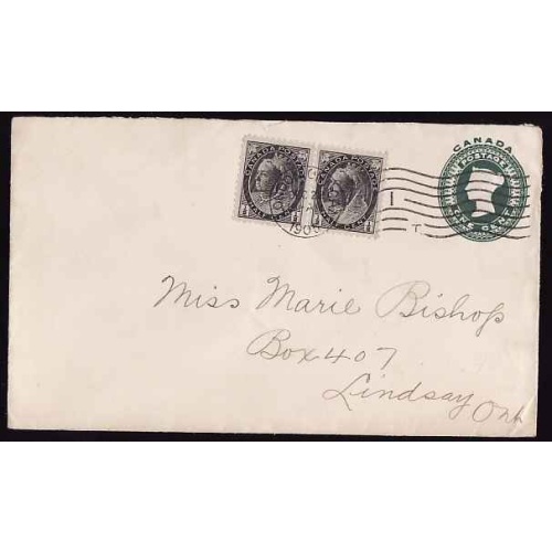 Canada-#12365 - 1/2c(2) Numeral pair on a 1c QV postal stationery - Middlesex Cou