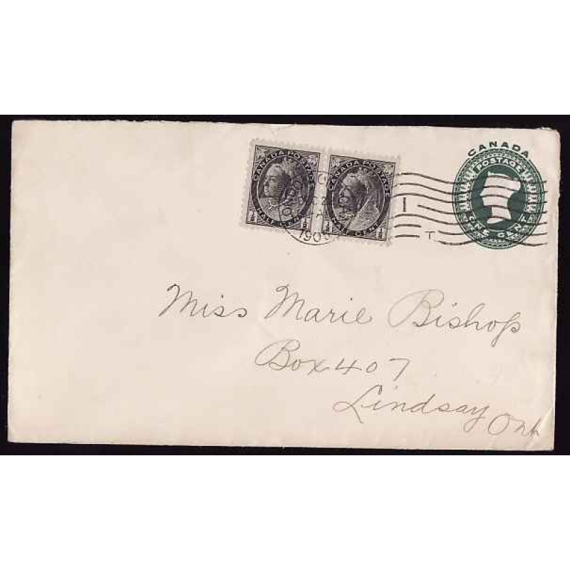 Canada-#12365 - 1/2c(2) Numeral pair on a 1c QV postal stationery - Middlesex Cou
