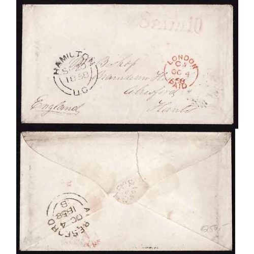 Canada-#12357 - Stampless to England rated 8 PAID 10 [ 8d Sterling - 10d Currency ]