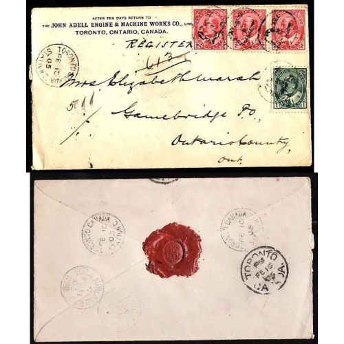 Canada-#12387 - 2c(strip of 3) + 1c Edwards registered - York County - Toronto Can