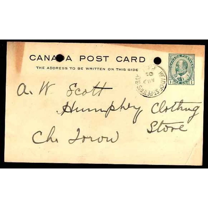 Canada-#12390 - 1c Edward on postal stationery postcard - Head of St. Peter&#039;s Bay, PEI