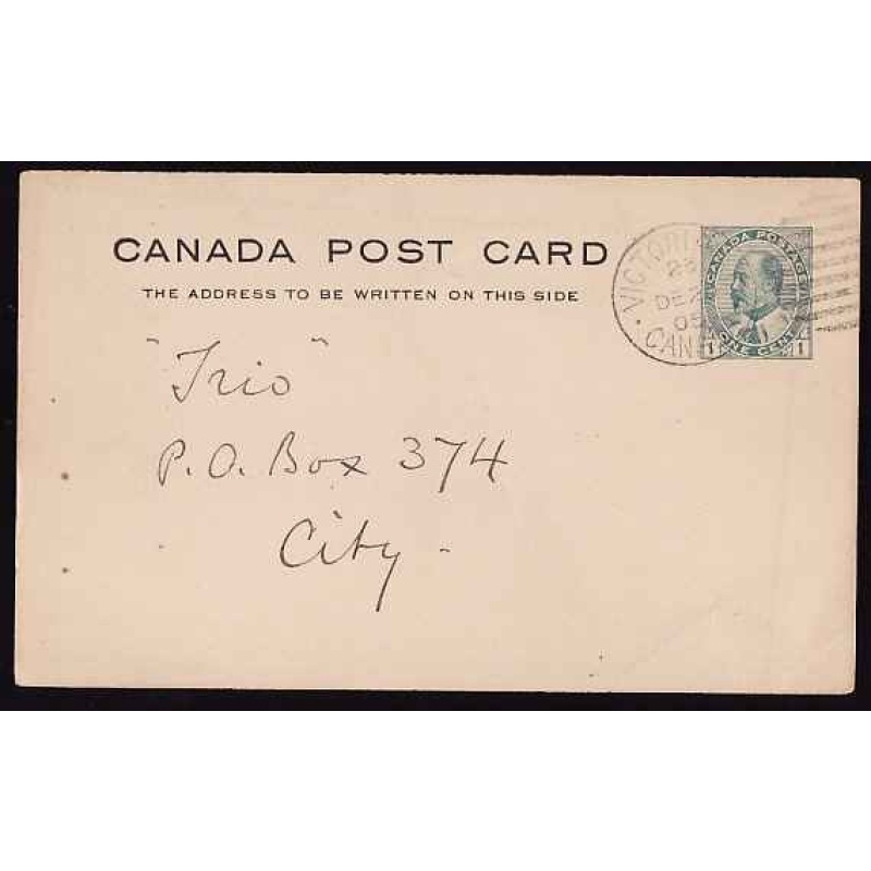Canada-#12391 - 1c Edward on postal stationery postcard - Victoria BC, Canada duplex