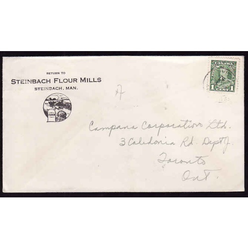 Canada-#12454 - 1c KGV pictorial - Steinbach, Man - Fe 2 1937 - CC illustrated advertising