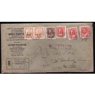Canada-#12469 - 2c + 3c(3) Admirals + 1c(2) KGV scroll registered on a Marks Stamp