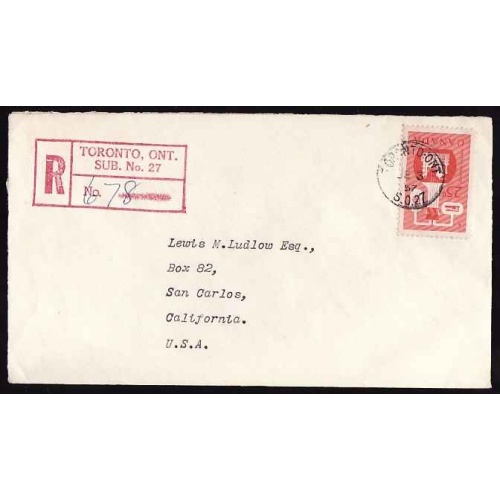 Canada-#12465 - 25c Chemical registered - York County - Toronto Ont, SO 27 cds