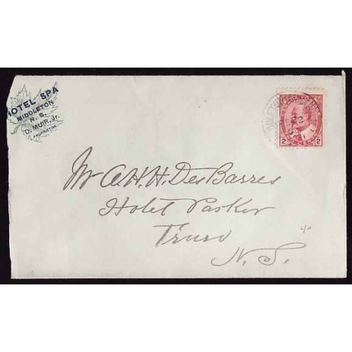 Canada-#12495 - 2c Edward - Middleton (Annapolis), NS - Fe 22 1904 - CC illustrated advertising