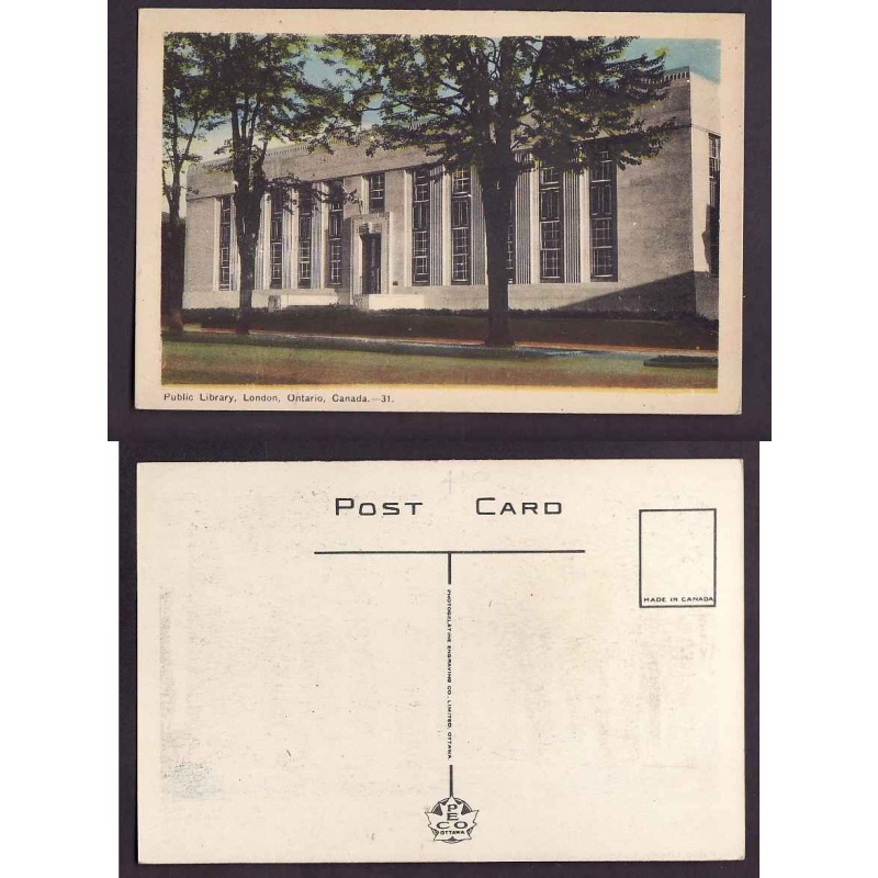 Canada-#12781-unused PECO postcard-Library-London, Ont-