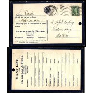 Canada-#12804 - 1c KGVI mufti on advertising card Ingram & Bell Limited - Oxford