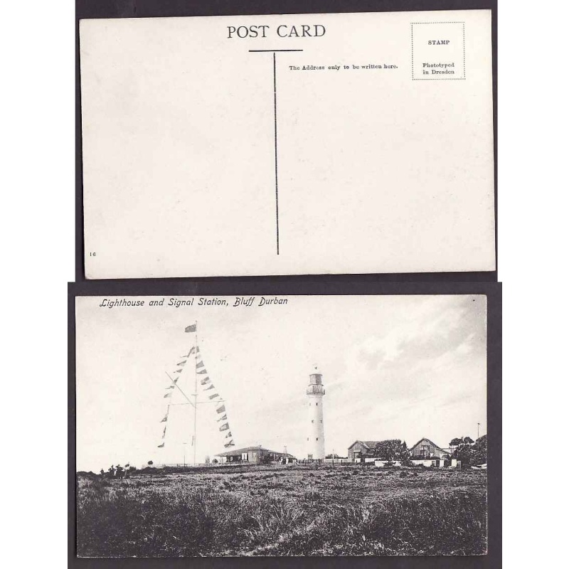 South Africa-#12859-unused p/c-Lighthouse & signal station-Bluff Durban