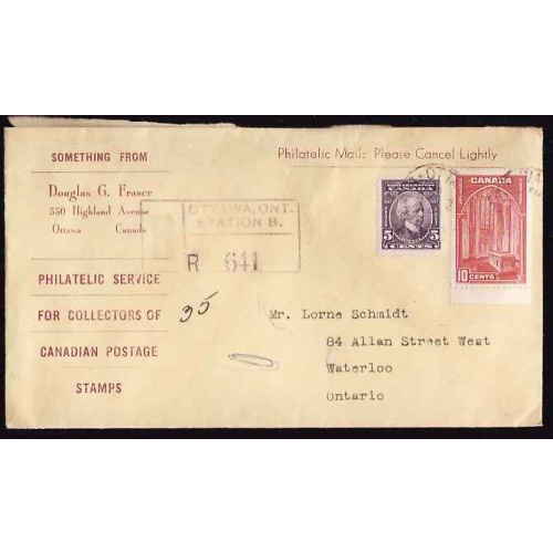 Canada-#12850 - 5c Laurier + 10c Chambers registered - Carleton County - Ottawa,