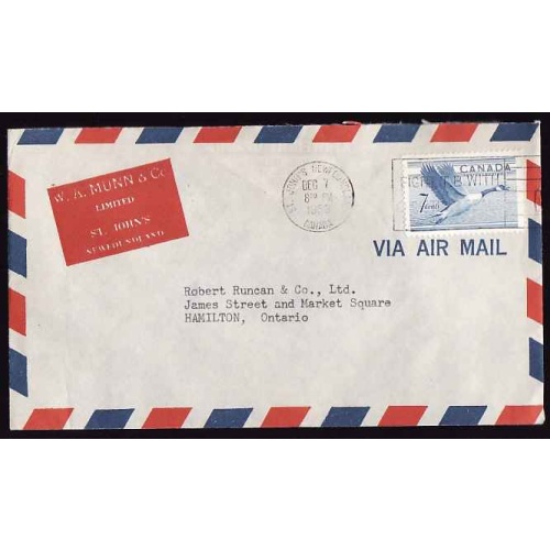 Canada-#12856 - 7c Goose airmail - St. John's Newfoundland, Canada - Dec 7 1953