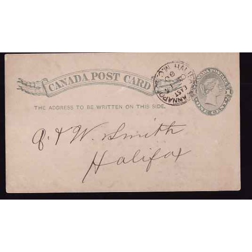Canada-#13087 - 1c QV postal stationery - Halifax & Annapolis / MC [MT 83 RF C-4] -