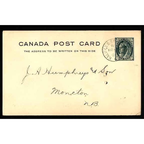 Canada-#13088 - 1c Leaf postal stationery - Halifax & St John RPO [MT 165 RF B] -