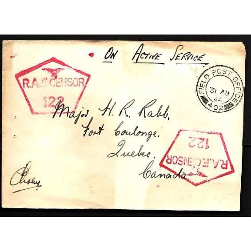 Canada-#13054 - no franking " On Active Service " - Field Post Office 402 [ ] - 3