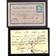 Canada-cover #11836-1c stationery-Wellington Cnty-Dundas,Ont single broken