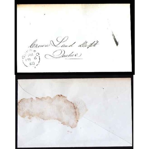 Canada-cover #13118-stampless-drop letter-Quebec, LC-Mr 6 1860-rated 1 -