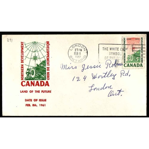 Canada-cover #13226-5c [#391]-Northern Development FDC-London,Ontario-Feb