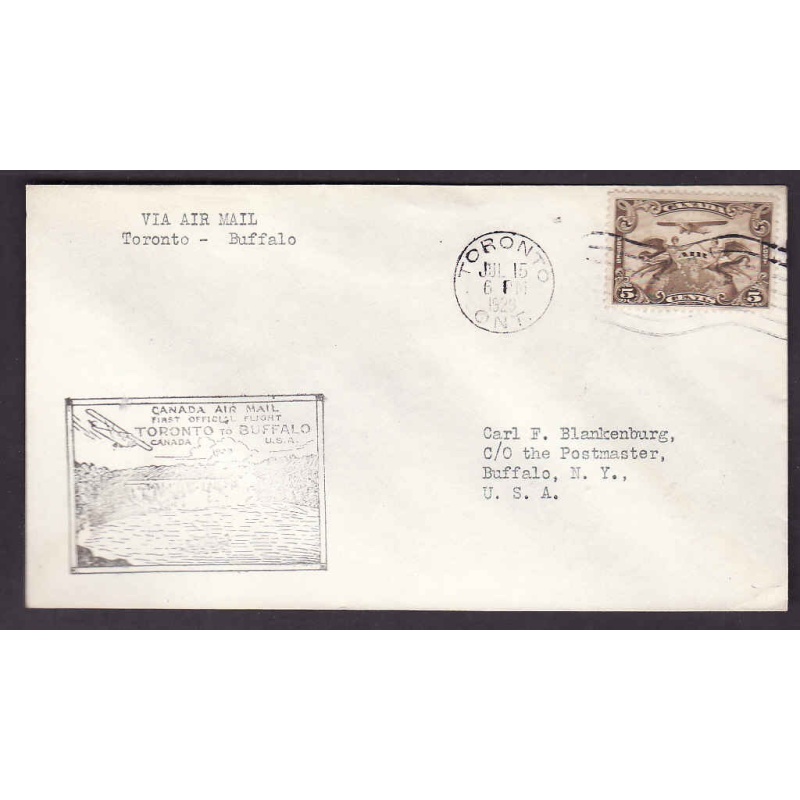 Canada-cover #13212-5c-AAMC 2943-first flight Toronto to Buffalo-jul 15 1929