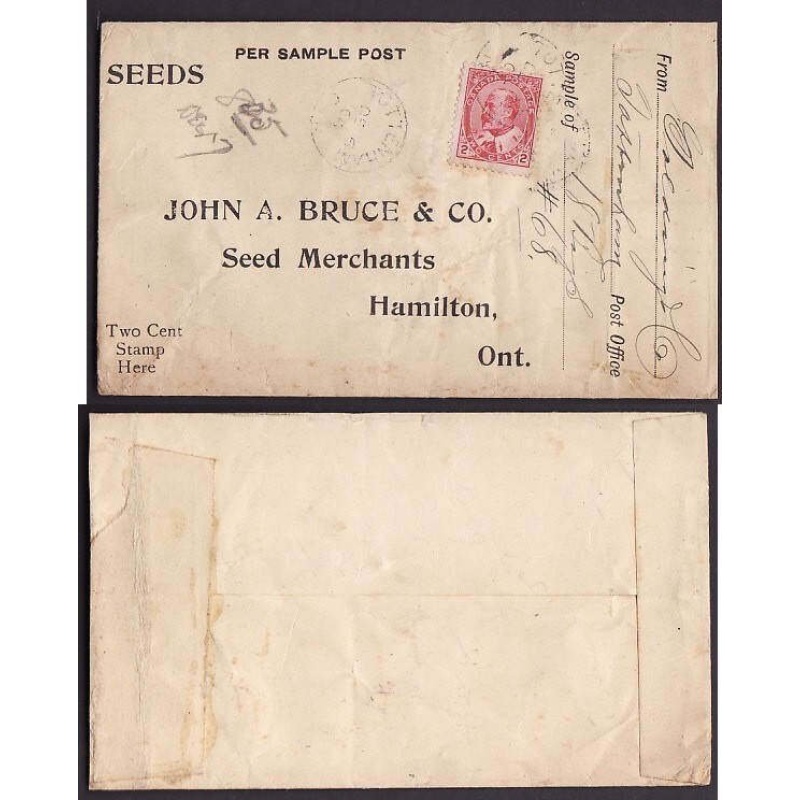 Canada-cover #10135-2c Edward-pre-printed envelope" Per Sample Post,Seeds,2c