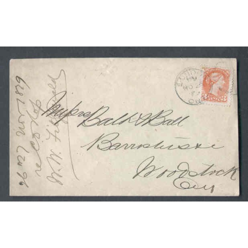 Canada-cover #9856 - 3c Small Queen - Middlesex County - London , Ont - No 26 1879