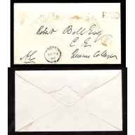 Canada-cover #14367-Stampless-Kingston,CW No 29 1865-H/S Paid[red]-