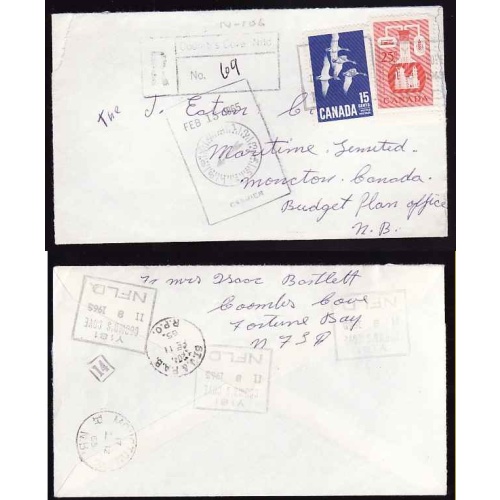 Canada-cover #13586-Coomb's Cove,Nfld-Feb 8 1965-B/S St J & PAB/RPO