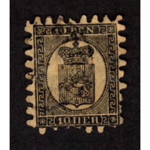 FINLAND USED 8p  COAT OF ARMS STAMP SCOTT # 7