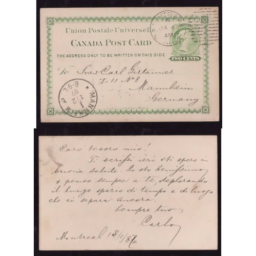 Canada-cover #13973-2c UPU-York Cnty-Toronto-Oct 6 1893-Germany-26 Oct-