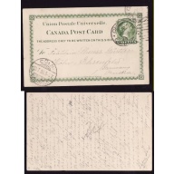 Canada-cover #13967-2c UPU card-Quebec-Jy 19 1895-to Germany-receiving-