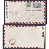 Canada-cover #14022-1c+6c [short 3c]-airmail-Jamaica-Hamilton-Oct 1 1943-H/S