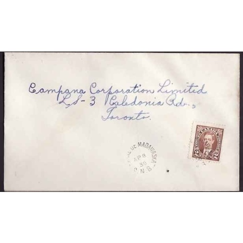 Canada-cover #10289 - 2c KGVI mufti - St Anne De Madawaska, NB  - Ap 8 1938 -