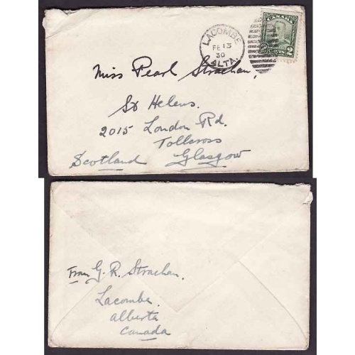 Canada-#9430 - 2c [ booklet stamp #150a ] KGV scroll - Lacombe , Alberta duplex