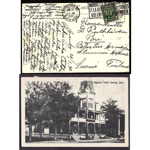 Canada-#9478 - 2c KGV scroll on postcard to Finland - Montreal , Quebec - Ja