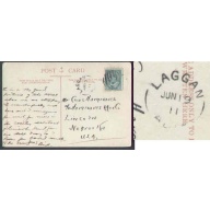 Canada-cover #5654 - 1c Edward-Laggan,Alta-Jun 19 1911-