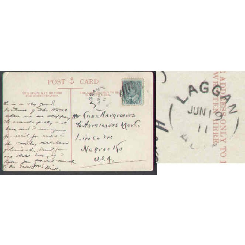 Canada-cover #5654 - 1c Edward-Laggan,Alta-Jun 19 1911-