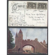 Canada-cover #4659-1/2c(2)Tercentenary-Quebec,Que-No 25 1908- left stamp faulty -