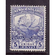 Newfoundland -Sc #119-unused,og, very light hinged 5c Caribou-Ubique-id5-1919-