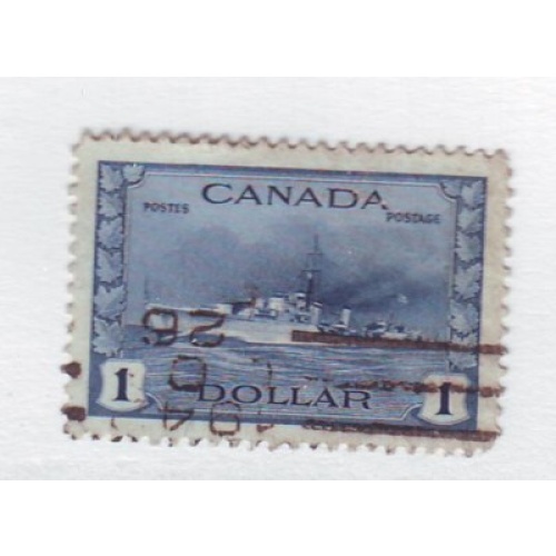 Canada Sc 262 1942 $1 Destroyer stamp  used