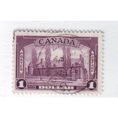 Canada Sc 245 1938 $1 Chateau de Ramezay stamp  used